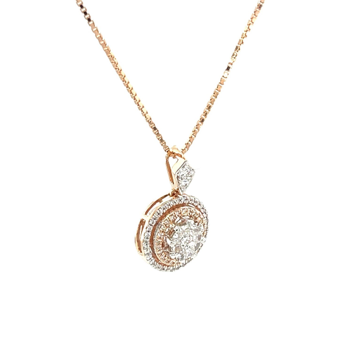 Elegant Rose Gold Diamond Halo Pendant